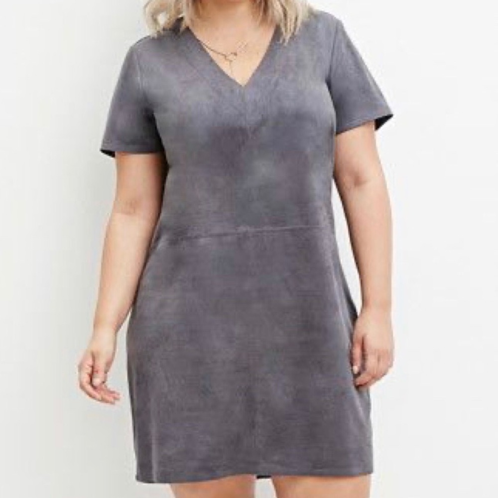 Forever 21 plus size grey suede dress